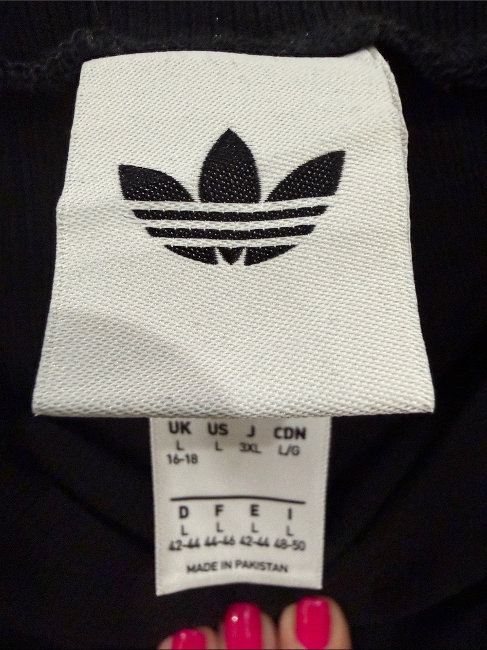 Adidas womens Black Flared ribbed flare Leggings with Trefoil Logo Sz L - Picture 3 of 5